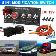 Racing Car Ignition Switch Panel LED Toggle Engine Start Push Button Starter 12V