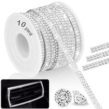 NiArt 10-Yard Self Adhesive Crystal Rhinestone Ribbon, Durable Sparkling Glas...
