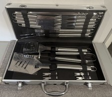 23Pc BBQ Tool Set - Home Barbecue Accessories Utensils Kit - Stainless Steel 