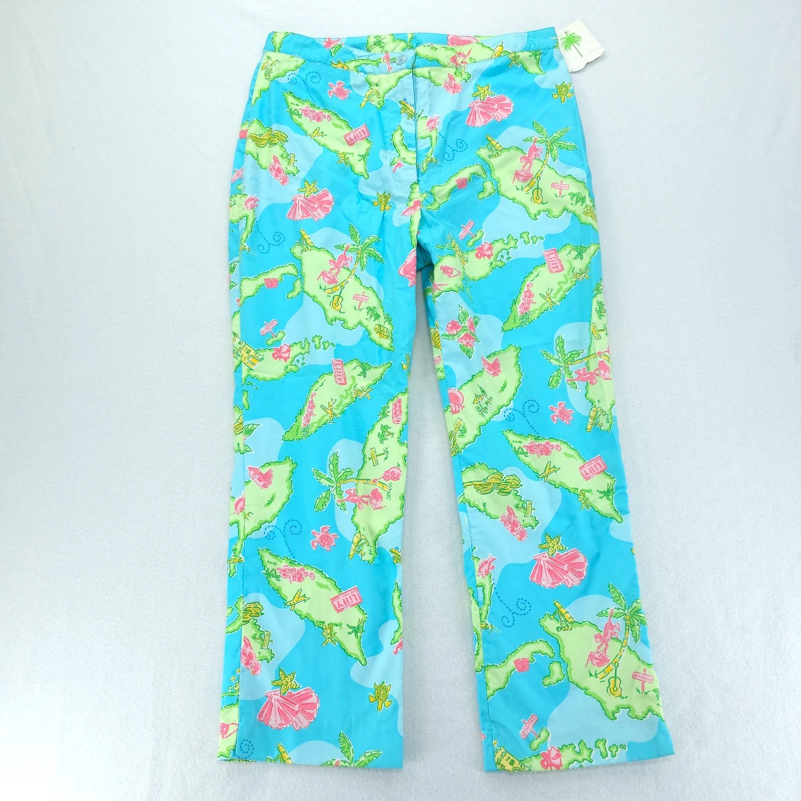 Lilly Pulitzer Pants Women 8 Havana Blue Private Island Capri Crop NWT