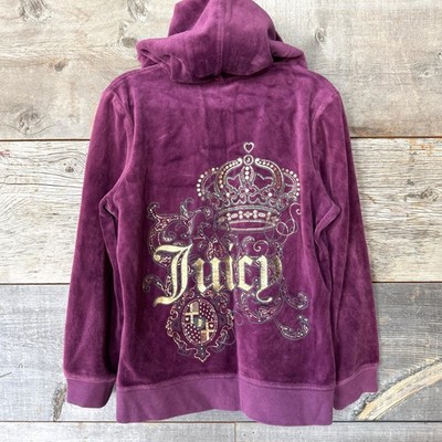 00s juicy couture ベルベット ジップアップ パーカー Juicy Couture VTG Y2K Velour Zip Hoodie Track Jacket XXS Purple