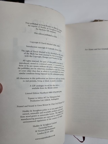 Cloud Atlas, David Mitchell ,SIGNED 1st print Sprayed Edges 20th Anniversary ed - Picture 3 of 7