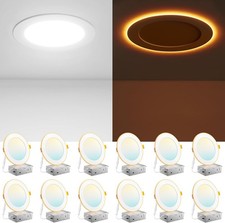 12 Pack 6'' 5CCT LED Recessed Ceiling Panel Light Dimmable w Night Lights White