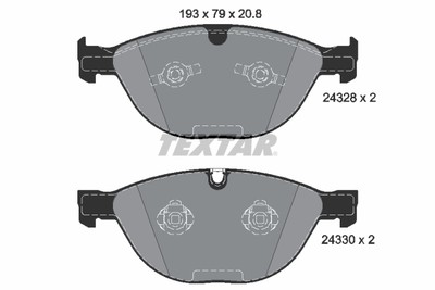 Textar 2432801 brake pad set, disc brake for BMW, Jaguar