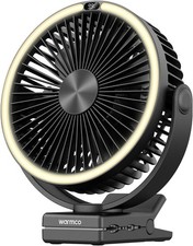 15000mAh Portable Clip-On Fan Rechargeable 8" Desk Fan with LED Lantern  Hook