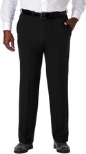 Haggar Men's Cool 18 Pro Classic Fit Flat Front Performance Pants Black - 48x29