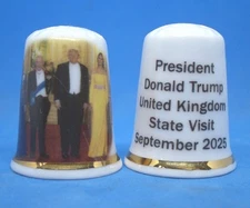 Birchcroft China Thimble -- Donald Trump State Visit 2025  --  Dome Gift Box