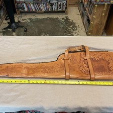 Vintage tooled leather rifle/shotgun case hunting wildlife Braided Seam 36