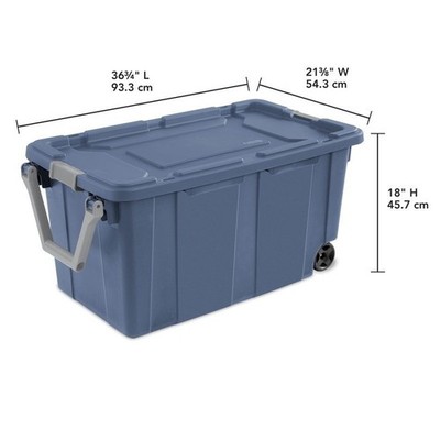 40 Gallon Wheeled Industrial Storage Tote Bin Heavy Duty Latch Lid