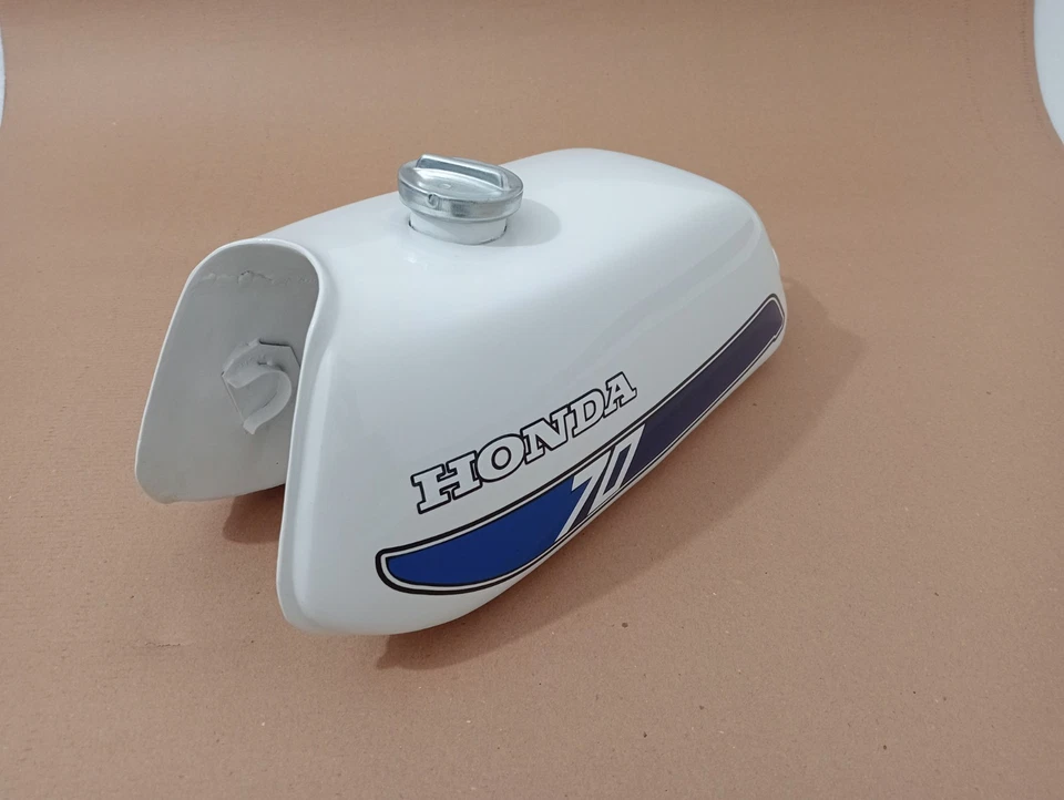 Honda ATC70 Steel White Painted Gas Fuel Petrol Tank Model 1978-1985 with Cap - Изображение 3 из 4