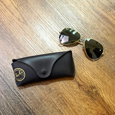 Ray-Ban RB2035 Aviator Sunglasses Gold Metal Frame Green Polarized Glass w/ Case