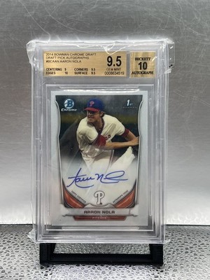AARON NOLA PHILLIES 2014 BOWMAN CHROME ROOKIE AUTO GEM MINT + BGS 9.5 10
