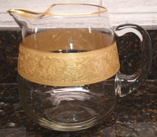 Vintage Gold Encrusted Glass Pitcher