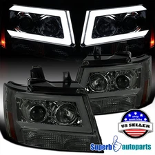 Fits 2007-2013 Avalanche Tahoe Suburban Projector Smoke Headlights LED Bar 07-14