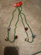 Christmas House Green Jingle Bell Necklaces 14" Set of 2 Stocking Stuffers 
