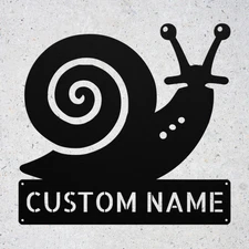 Custom Snail Metal Sign Personalized Garden Decor Cute Animal Yard Art Gift