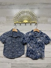 Old Navy Button Down Shirts Boys 2T Blue Sharks Floral EUC