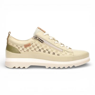 Pikolinos Vigo Baskets En Cuir Vert Pomme À Lacets Et Zippées Pour Femmes - Photo 1/4