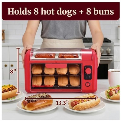 8 Hot Dog Roller & Toaster Oven | 5 Stainless Stee