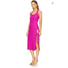 Free People Womens S Pink Midi Dress Halter Side Slit Resort Vaca Boho Beach