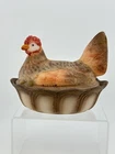 Fenton Hand Painted and Signed Folk Art Nesting Hen Covered Dish by J. Powell