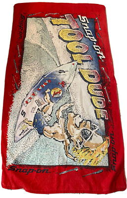 Snap-On Tool Dude Vintage Beach Towel R.A. Briggs Red Surfer Dude