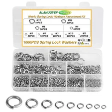 Split Lock Washers Assortment Kit, 1000 Pack Stainless Steel Spring Lock Wash...