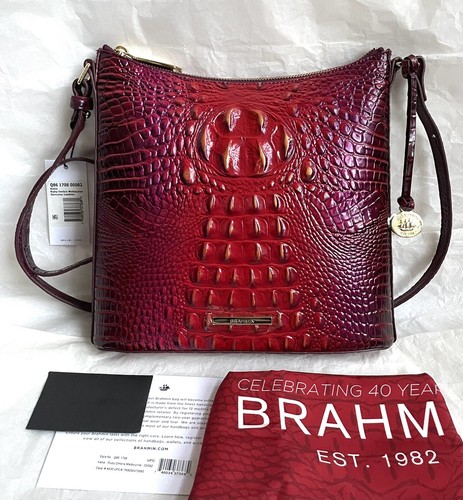 New Brahmin Melbourne Katie Leather Crossbody Bag Handbag RUBY OMBRE RED