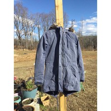 O’neill Small Petite Blue Heavy Parka Coat Fur Hood Gorpcore Skiing Snowboarding