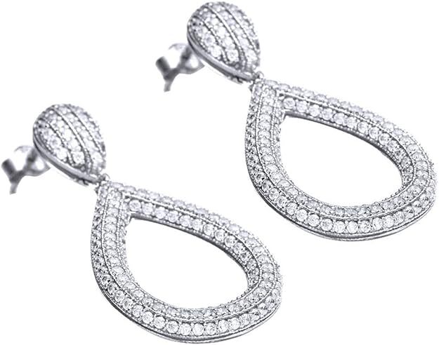 Teardrop CZ Drop Earrings in 925 Sterling Silver for Women