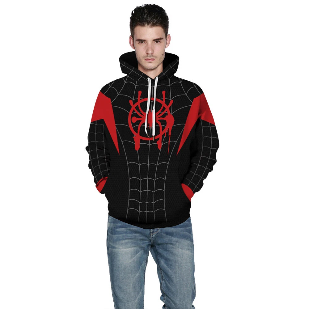 Spiderman Into the Spider Verse Hoodie Miles Morales Cosplay Pullover Jumper Top