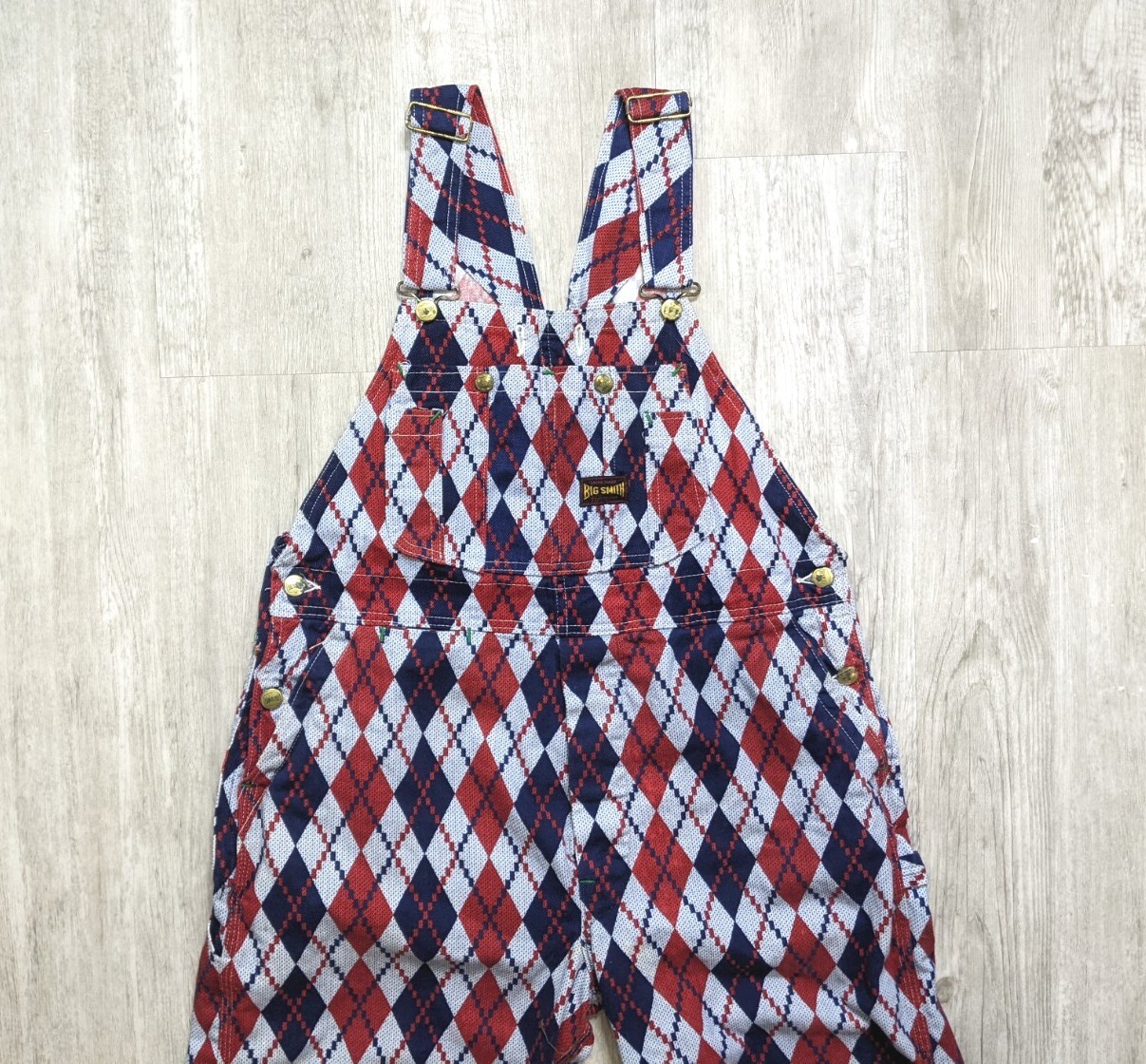 Vintage 50s Big Smith Union Made Sanforized Overalls Argyle Print 36 Waist image 2
