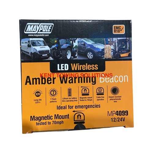 NEW LED WIRELESS RECHARGE FLASHING AMBER WARNING BEACON LIGHT 12/24V IP67 4099✅ - Picture 4 of 7