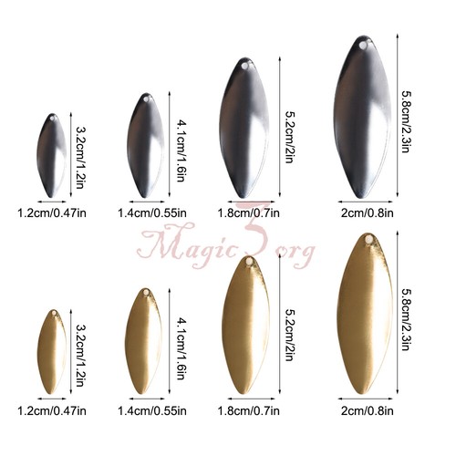30x Fishing Spinner Blade Willow Colorado Spoon Sliver Gold Spin Lure Making - Picture 6 of 9