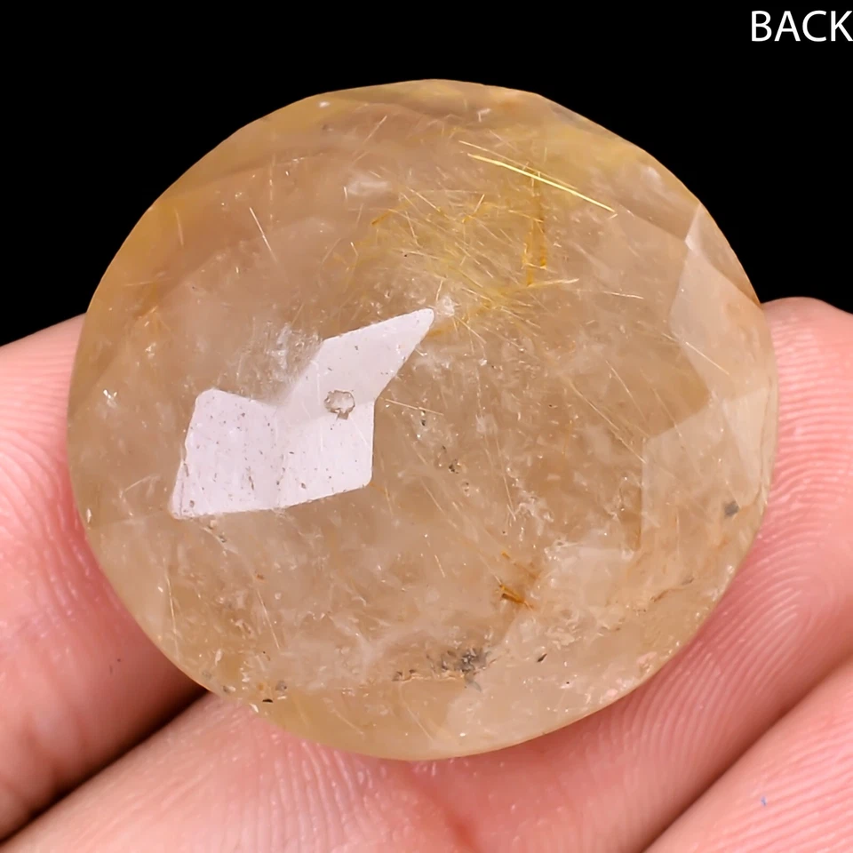 100% Natural Round Golden Rutile Quartz Cut Cabochon Top Quality 58.45Ct 25x15MM - Image 3 of 4