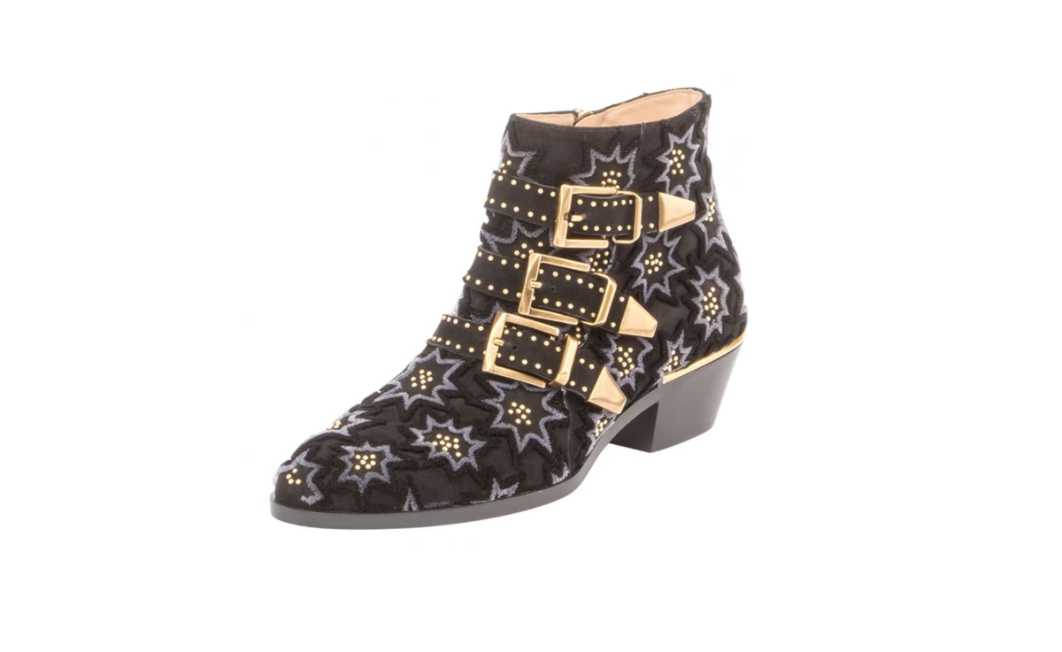 はちこマントルピース Chloe Suzanna Studded Patchwork Buckle Detail Booties Size EU36.5