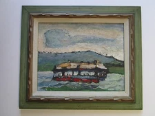 CAPULIN SIGNED MID-CENTURY MODERN PAINTING ABSTRACT EXPRESSIONISM FERRY VINTAGE