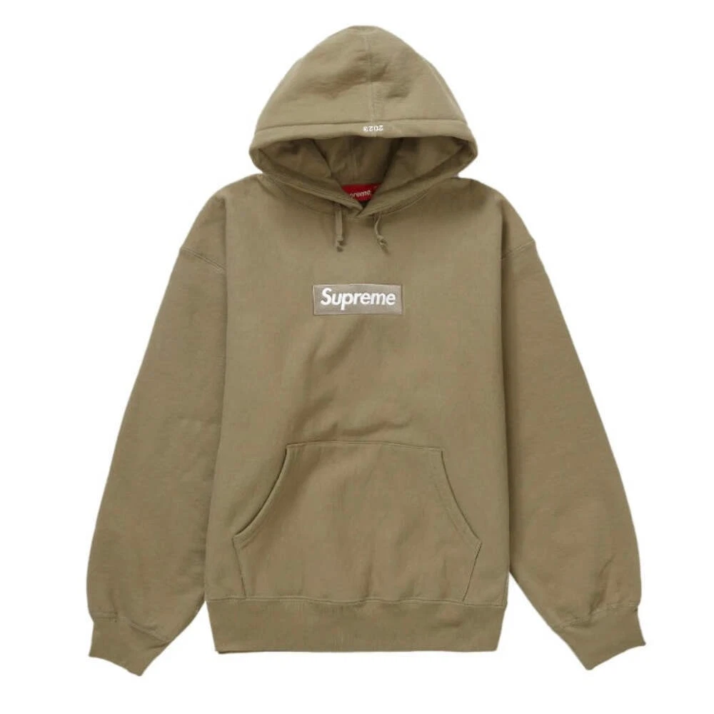 Sweat à capuche logo Supreme Box (FW23) sable foncé