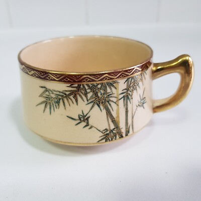 Meiji antike japanische Satsuma Keramik Teetasse Bambus handbemalt Japan