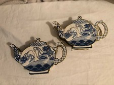 2 VINTAGE 1994 TEA SET EMPTY CONTAINER B.SHACKMAN CO.PRINTED IN HONG KONG 6-3/4W
