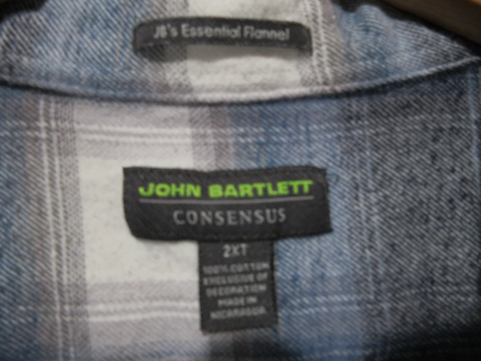 Sz 2XLT TALL John Bartlett Blue Plaid L/S FLANNEL Shirt Men’s 100% Cotton - Image 2 of 4
