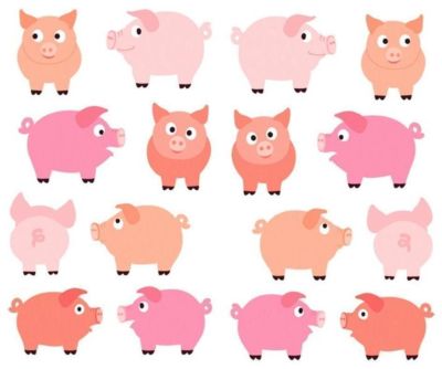 ~ Chubby Pigs Pig Piglet Oink Pink Cute Porky Curly Tail Mrs Grossman Stickers ~
