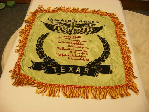 Vtg WW2 US Military Army Air Force - Sweetheart Pillow Case - Texas #5