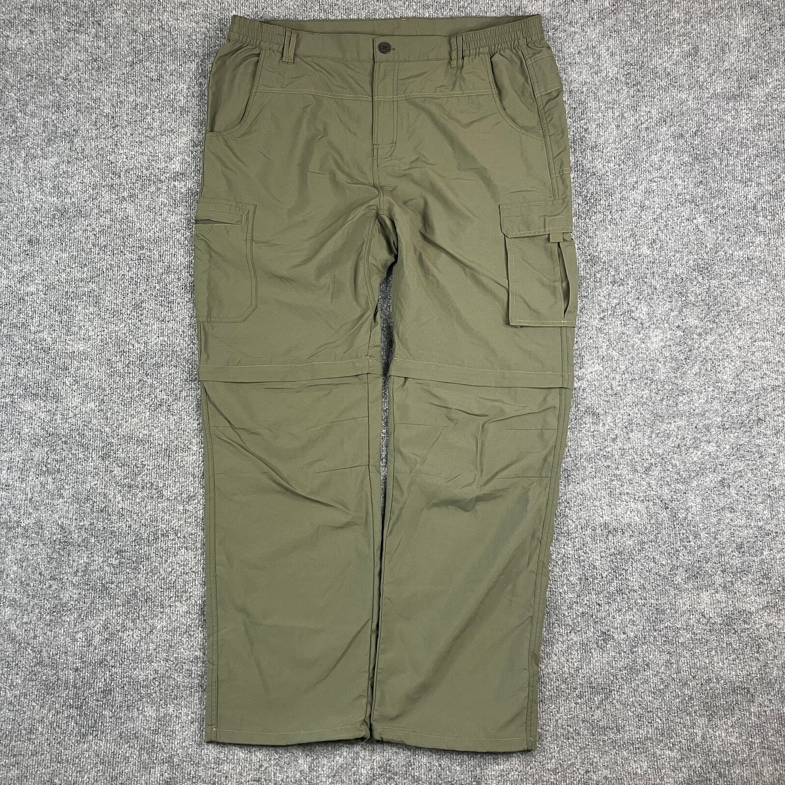 Convertible Cargo Pants Mens Size 38 Green Nylon Zip-Off Lightweight Baggy Y2K-image