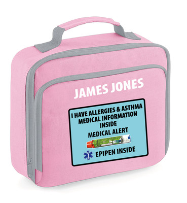 Personalisierte Lunchtasche Schule Kinder Schule Epipen Asthma medizinischer Notfall