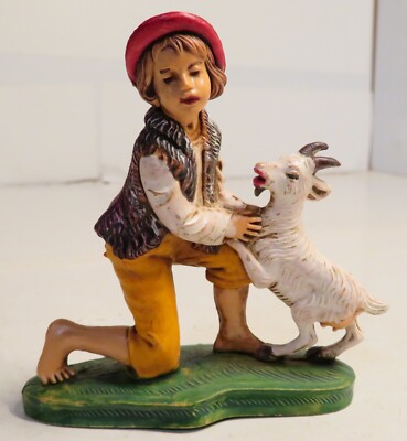 Vintage Plastic Italy Figurine Boy Man Goat Herder Frm Unbranded Nativity Figure