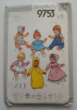 Simplicity 9753 Dolls Sewing Pattern for15-16 " DOLL