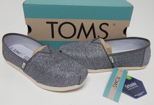 TOMS Alpargata Sz 5.5 M EU 36 Women's Slip-On Shoe Loafer Pewter Sparkle 1001579