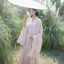 Women Unisex Men Ming Dynasty Hanfu Solid Color Dress Female Dress Dance Costume