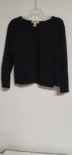 EDDIE BAUER BLACK LARGE  55% LAMB WOOL 35% ANGORA RABBIT HAIR  WOMEN'S SWEATER 